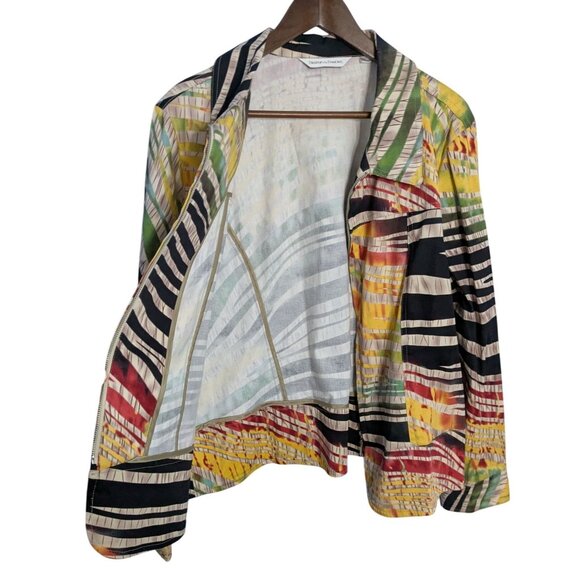 Drapers & Damons XL Multicolor Striped Abstract Jacket zebra strips zip rainbow - Picture 12 of 12